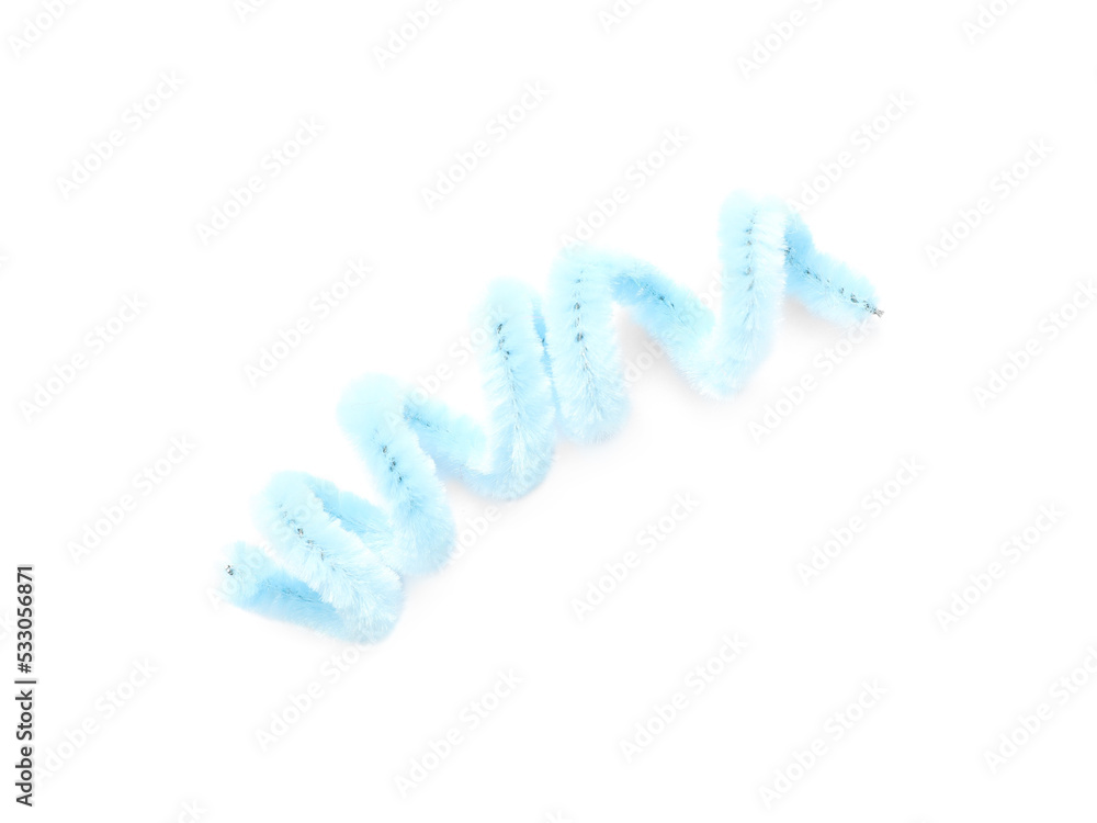 Light blue fluffy wire isolated on white, top view Light blue fluffy wire isolated on white, top view