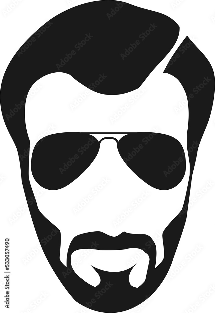 Bearded hipster face black silhouette. Vector illustration Bearded hipster face black silhouette. Vector illustration