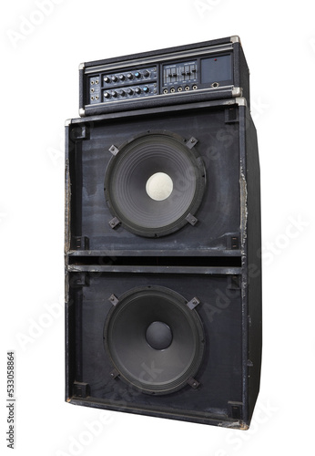 Tableau sur toile Grungy vintage bass amp with huge 15 inch speakers isolated.