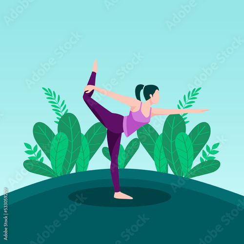 Illustration of Yoga Practice in the Park