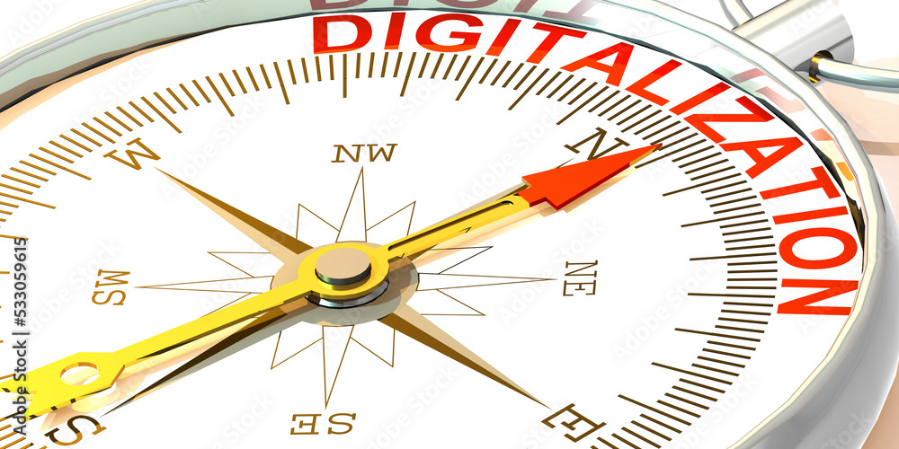 Metal compass with digitalization word Metal compass with digitalization word
