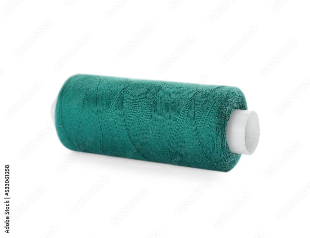 Spool of green sewing thread isolated on white Spool of green sewing thread isolated on white