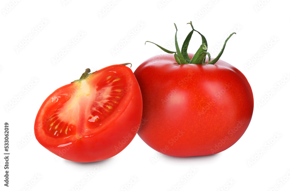 Fresh ripe red tomatoes on white background Fresh ripe red tomatoes on white background
