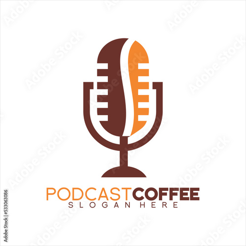 Microphone design logo vector with coffee beans concept.