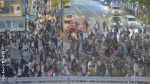 Wallpaper Mural 夜の渋谷スクランブル交差点の混雑映像（ぼかし有り） Torontodigital.ca