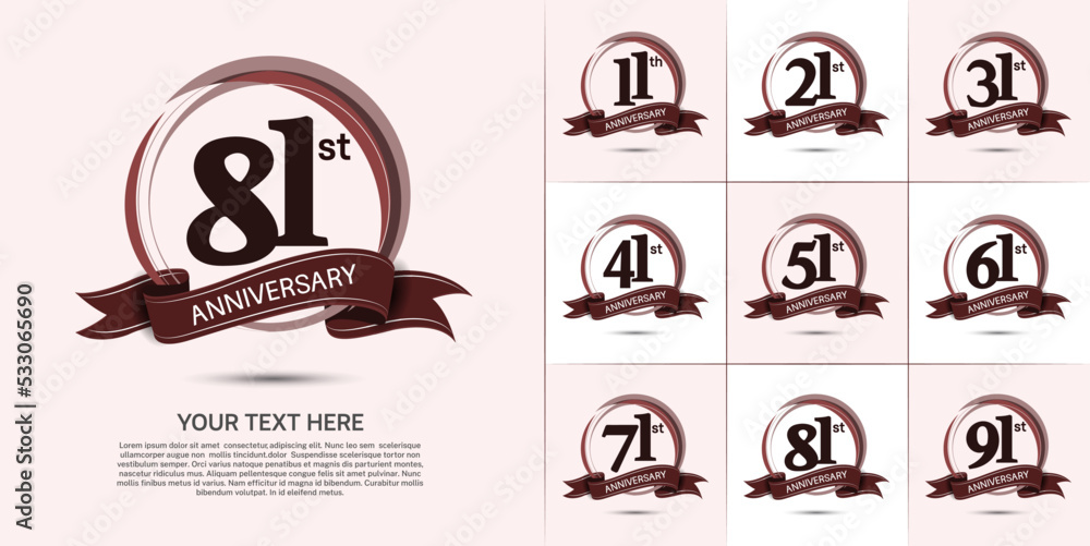 set of anniversary with brown color can be use for celebration event set of anniversary with brown color can be use for celebration event