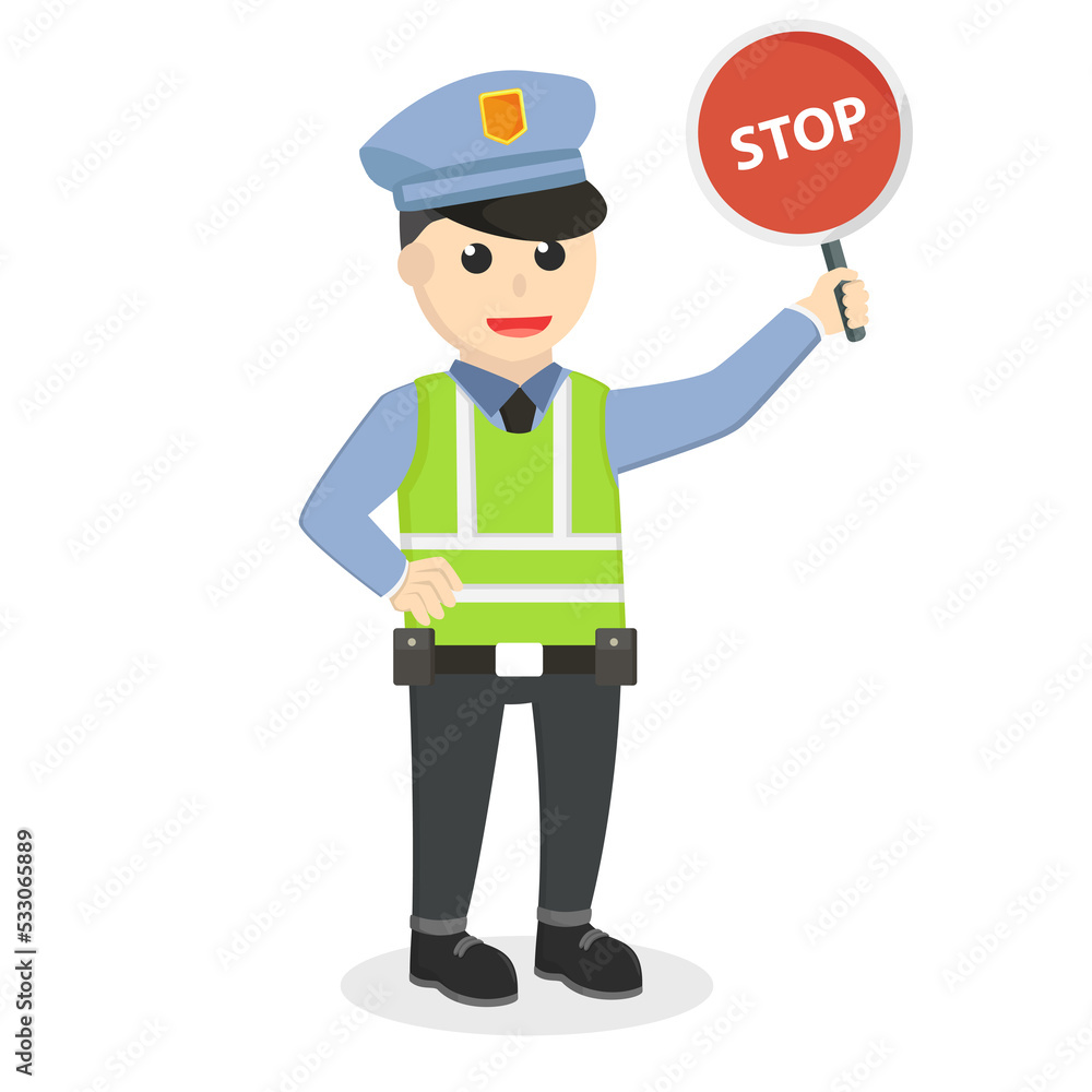 traffic police holding stop sign design people traffic police holding stop sign design people