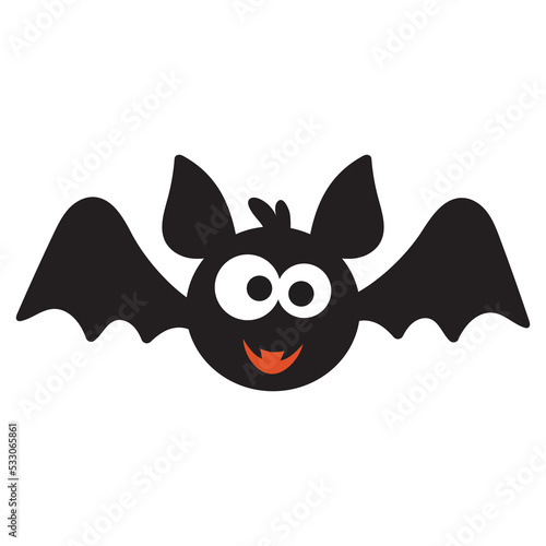Funny Halloween flying bat vector cartoon illustration