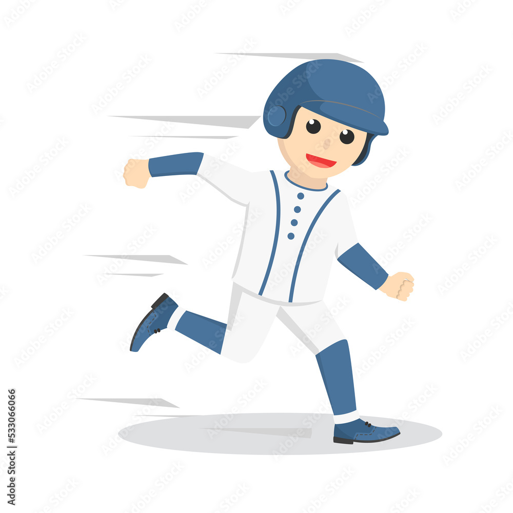 BaseBall Player running To The Safe Point design character on white background