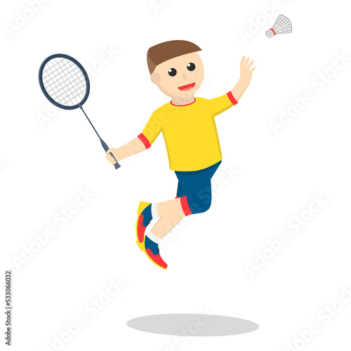 badminton player smash design character on white background