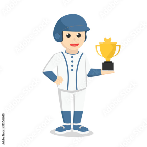 Baseball player Got Trophy design character on white background