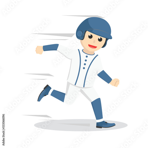 BaseBall Player running To The Safe Point design character on white background
