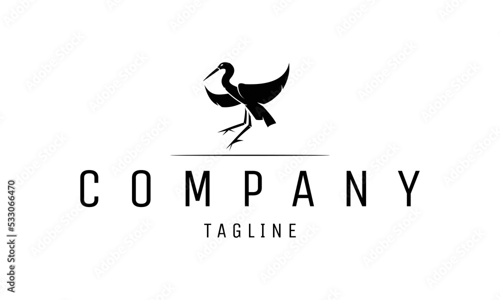 vector heron bird silhouette logo vector heron bird silhouette logo