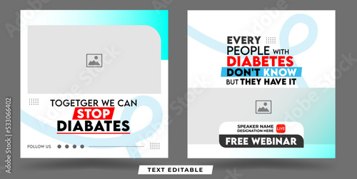 World diabetes day awareness social media post webinar banner design