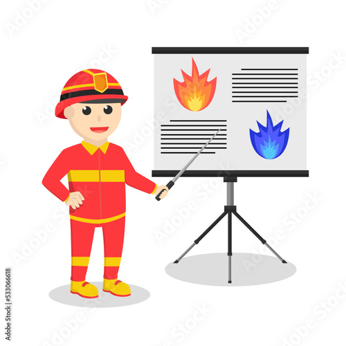 firefighter giving presentation information job