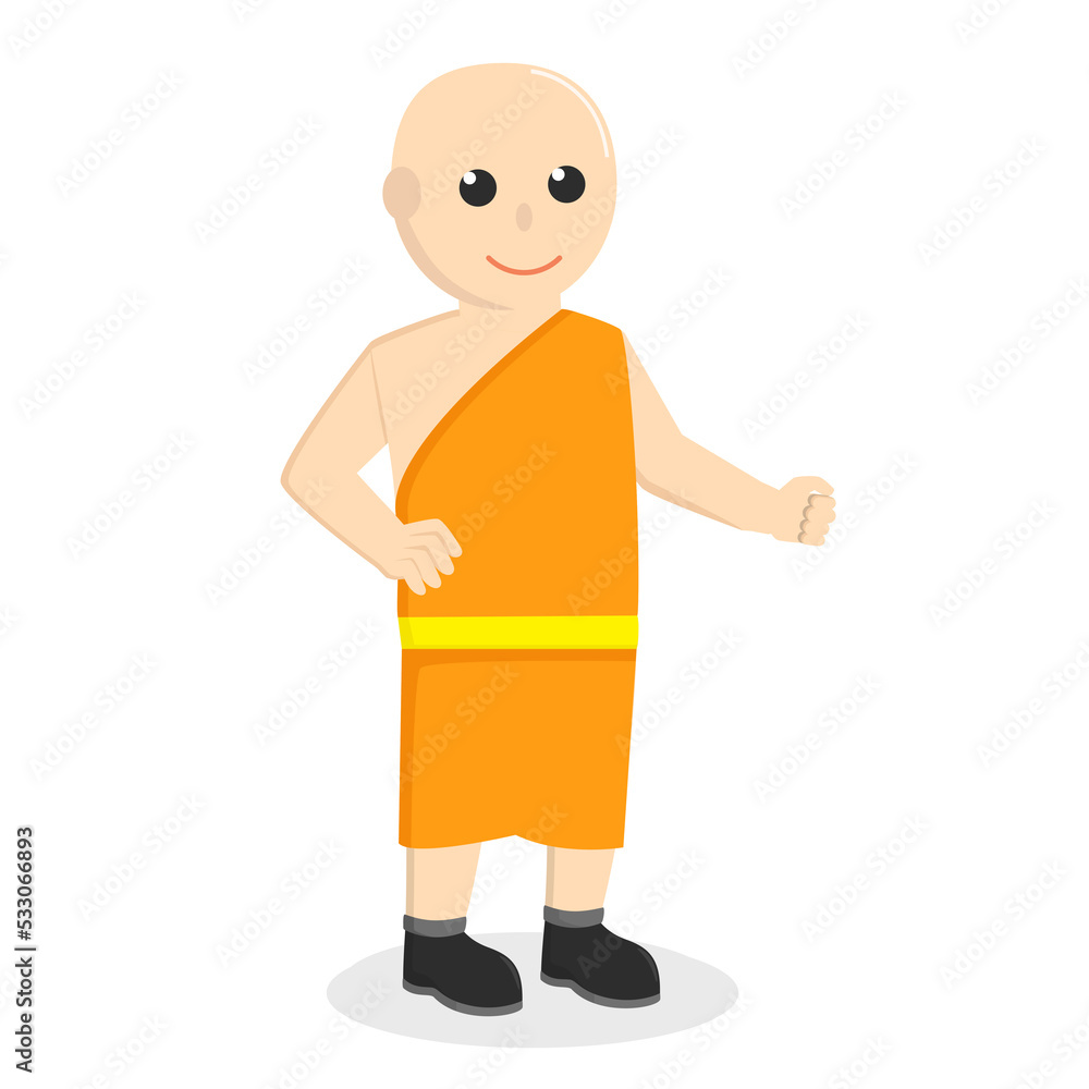 monk pose design character on white background monk pose design character on white background