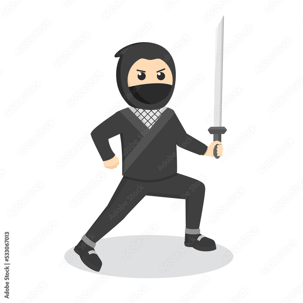 ninja with katana design character on white background ninja with katana design character on white background