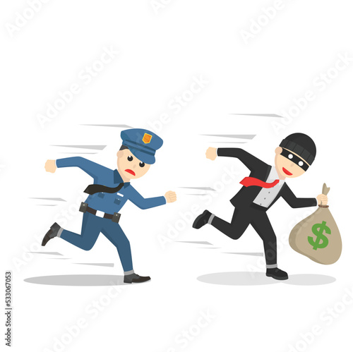 Police Catch The thief design on white background