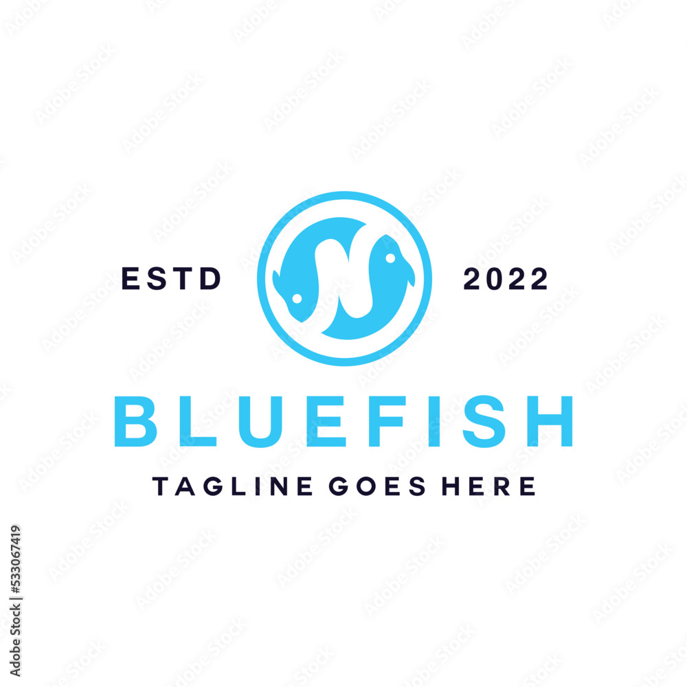 Blue Fish Animal Logo vector design graphic for aquatic