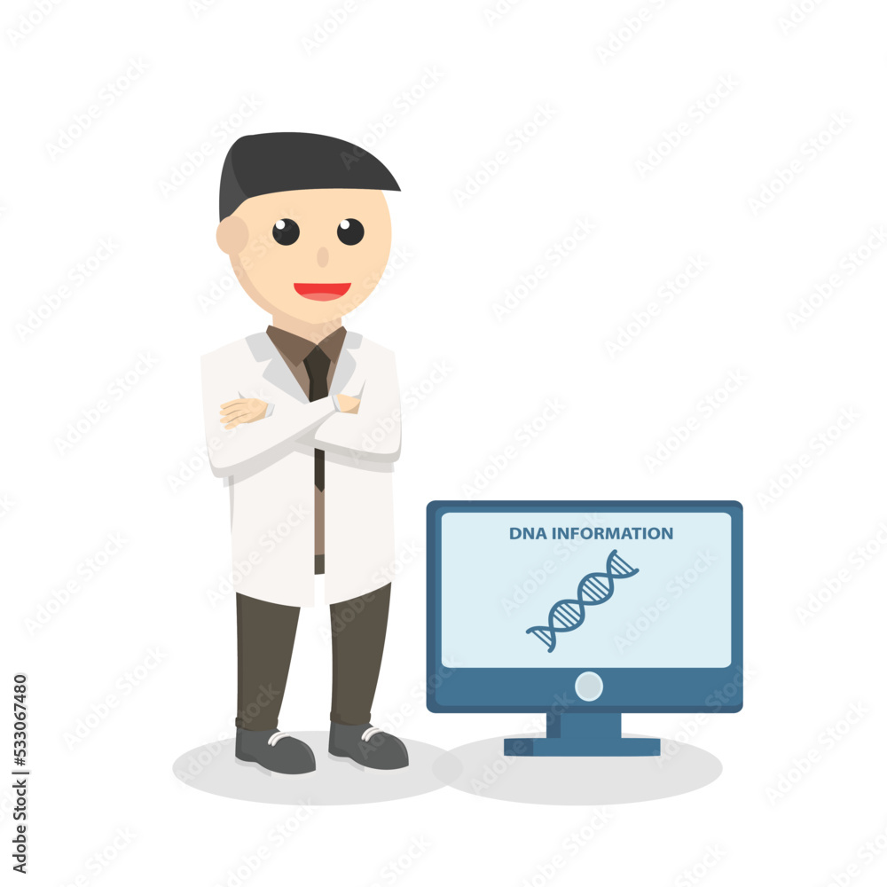 scientists test dna information design character on white background scientists test dna information design character on white background