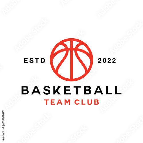 Monoline Basketball Logo vector design graphic for sport