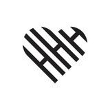 initial three h letter heart outline logo vector