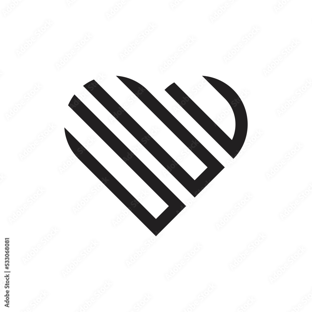initial three u letter heart outline logo vector initial three u letter heart outline logo vector