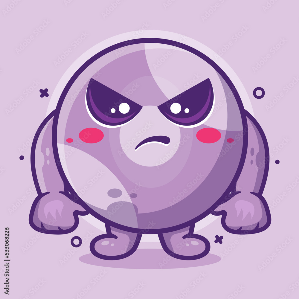 Fototapeta premium serious billiard ball character mascot with angry expression isolated cartoon in flat style design