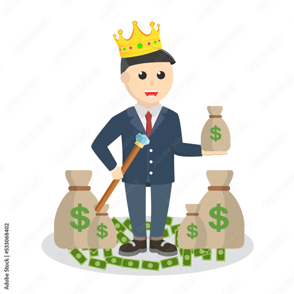 modern prince with money design character on white background modern prince with money design character on white background