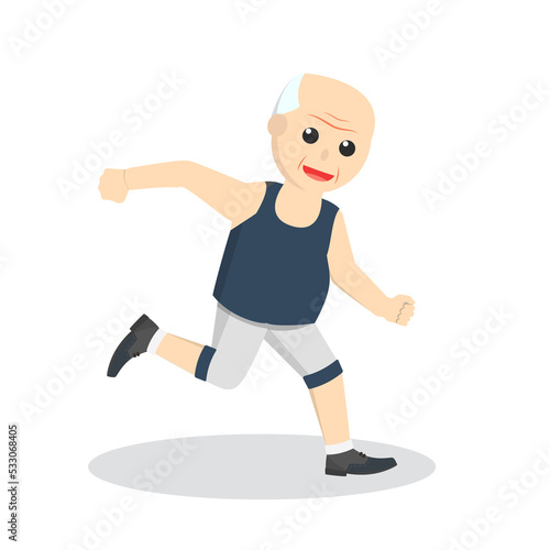 Old Man Running design character on white background