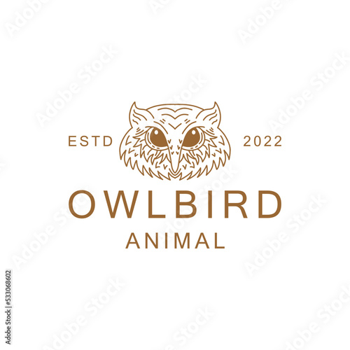 Monoline Owl Bird Logo vector design graphic emblem
