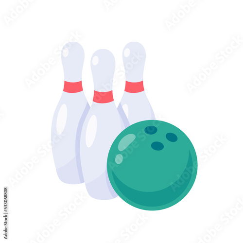 A bowling ball that rolls to hit the pin.