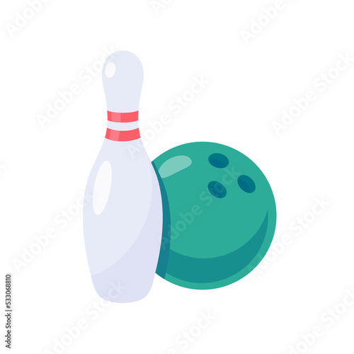 A bowling ball that rolls to hit the pin.