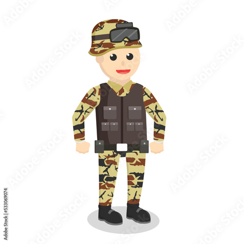 army man with pose design character on white background