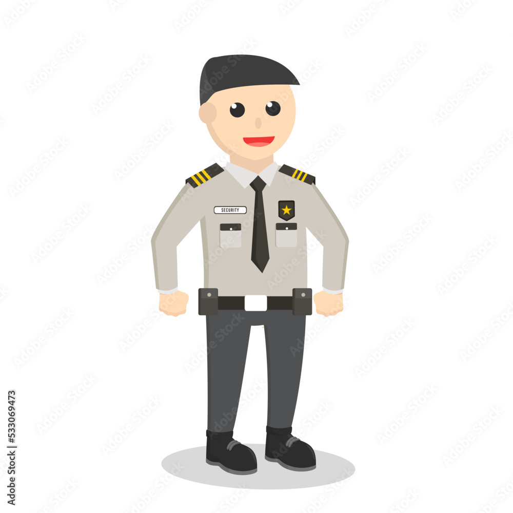 security officer standing pose design character on white background security officer standing pose design character on white background