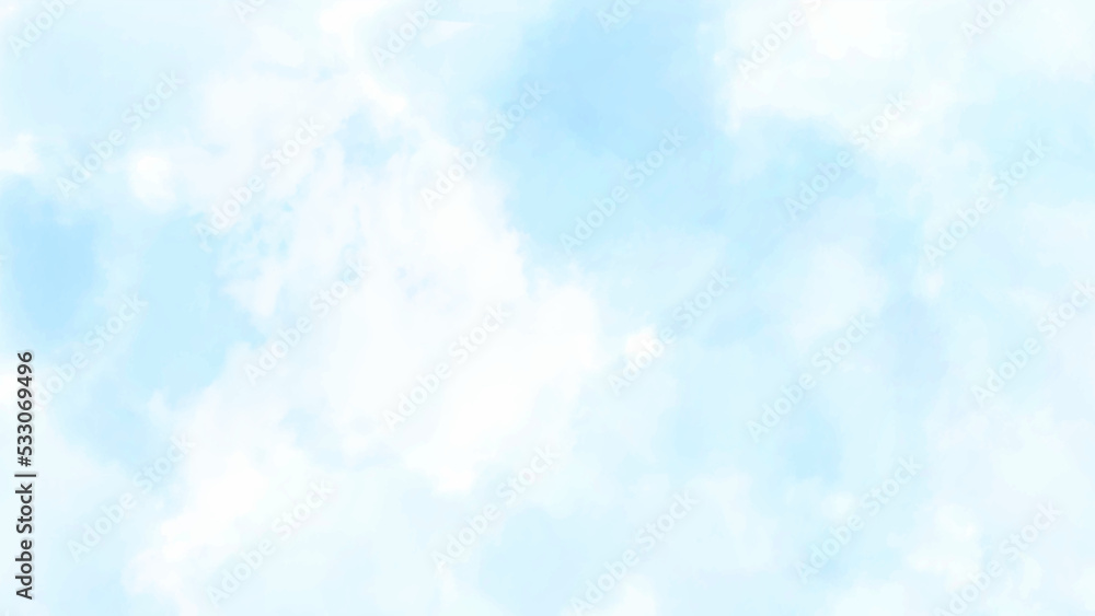 Nature Landscape Background with Blue sky and Fluffy white Realistic clouds. Vector illustration.