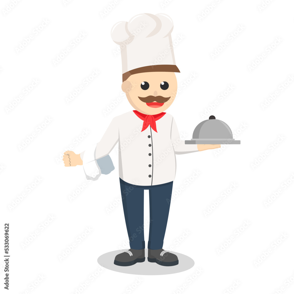 chef holding plate design character on white background chef holding plate design character on white background