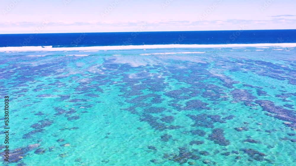 Aerial view of the coral reef & lagoon at Plage de la Saline, Reunion Island. Aerial view of the coral reef & lagoon at Plage de la Saline, Reunion Island.