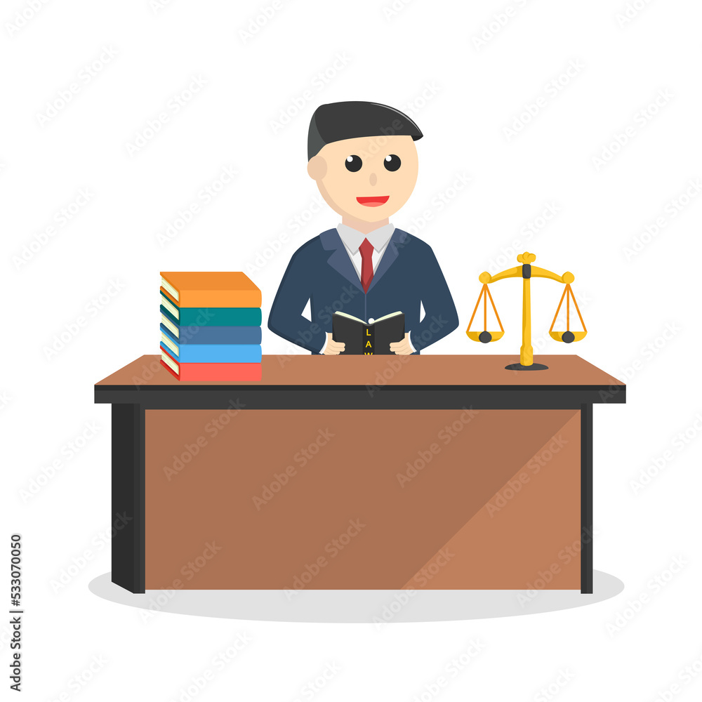 male lawyer at his work design character on white background