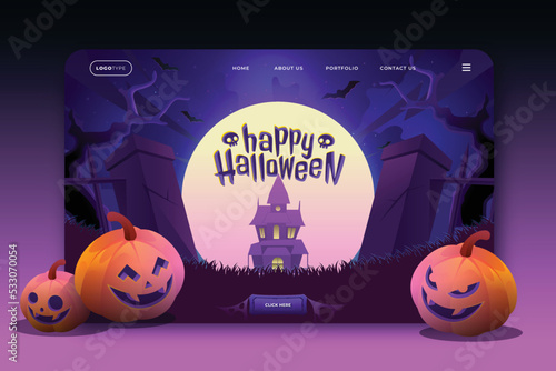 Realistic halloween landing page template