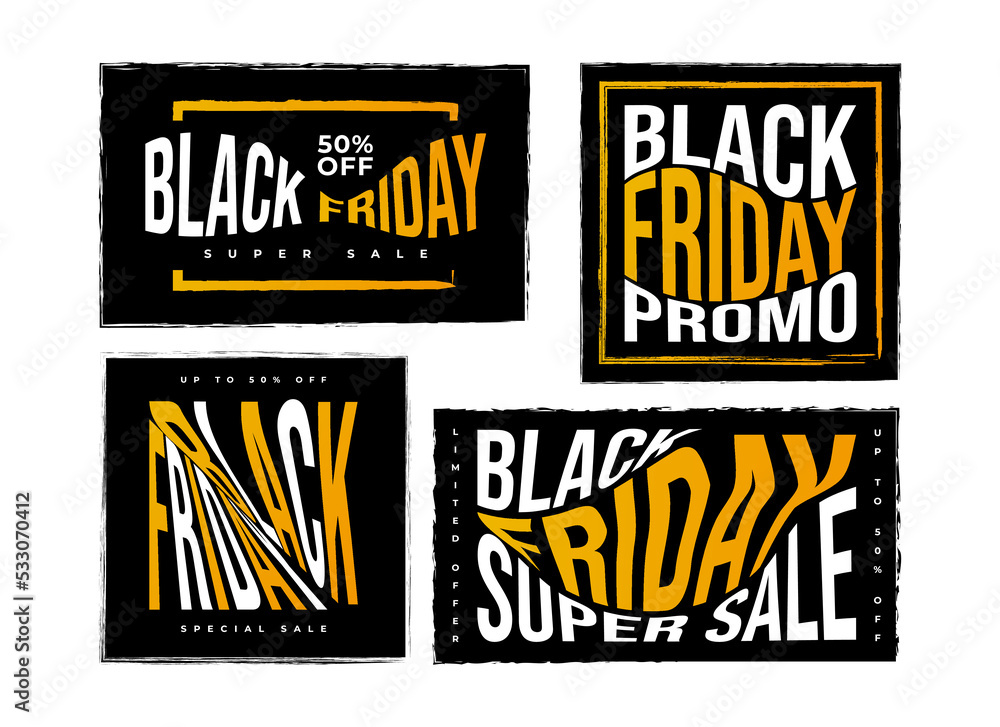 Set of Black Friday Sale Banner or Poster. Advertising and Promotion Banner Design for Black Friday Campaign