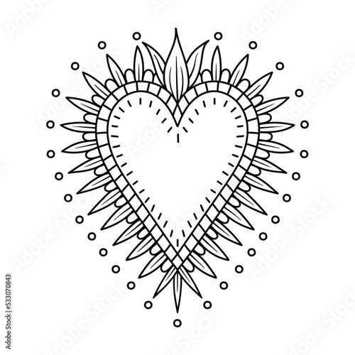 Sacred Heart love Folk Art Illustration Hand Made vector	