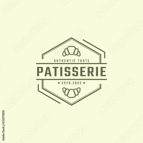 Vintage Retro Badge Pastry Bakery Vector Logo Template Element
