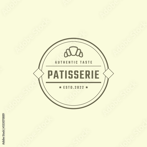 Vintage Retro Badge Pastry Bakery Vector Logo Template Element