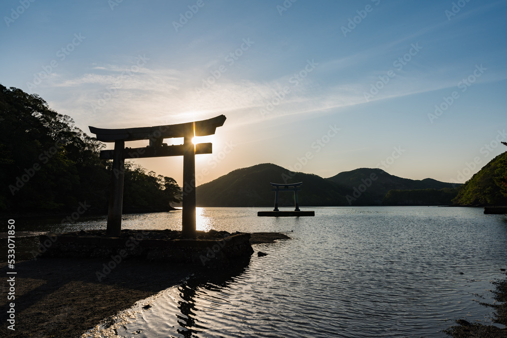 和多都美神社　夕暮れ　対馬