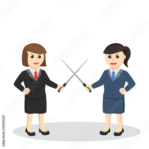 business woman secretary fight for dissent design character on white background