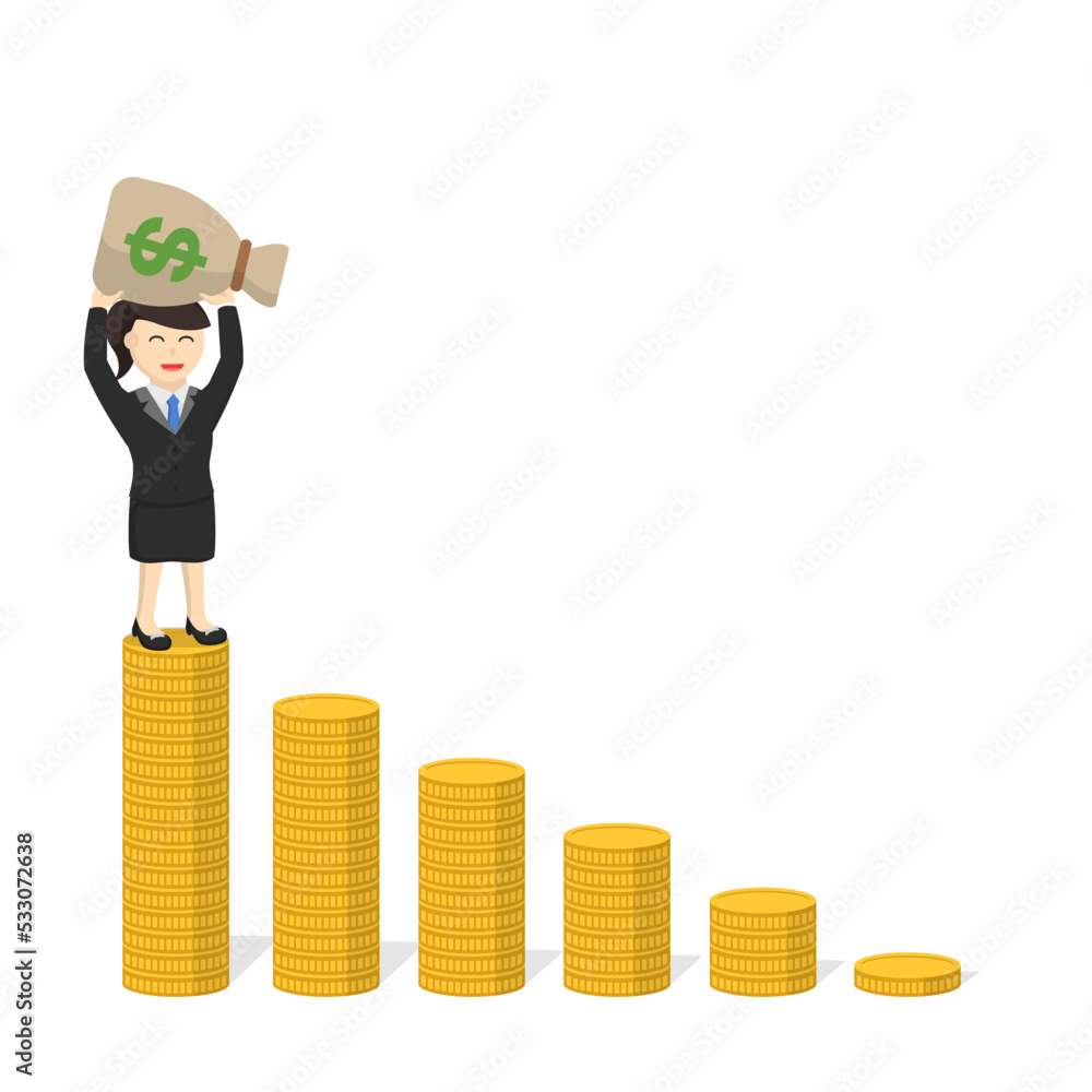 business woman secretary in peak of the success design character on white background business woman secretary in peak of the success design character on white background