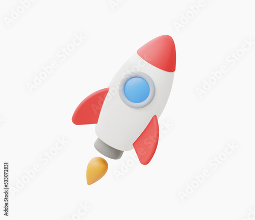 3d Realistic Flying rocket vector illustration