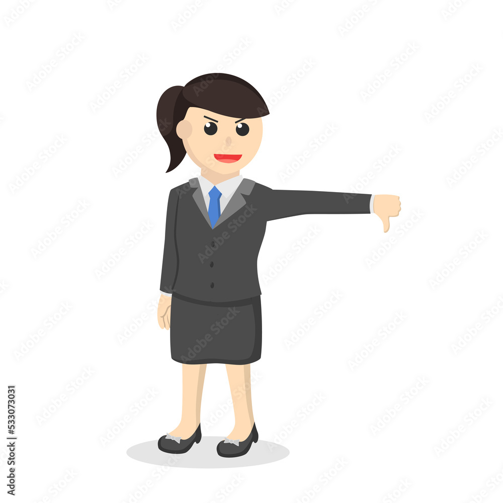 business woman secretary mocking pose design character on white background