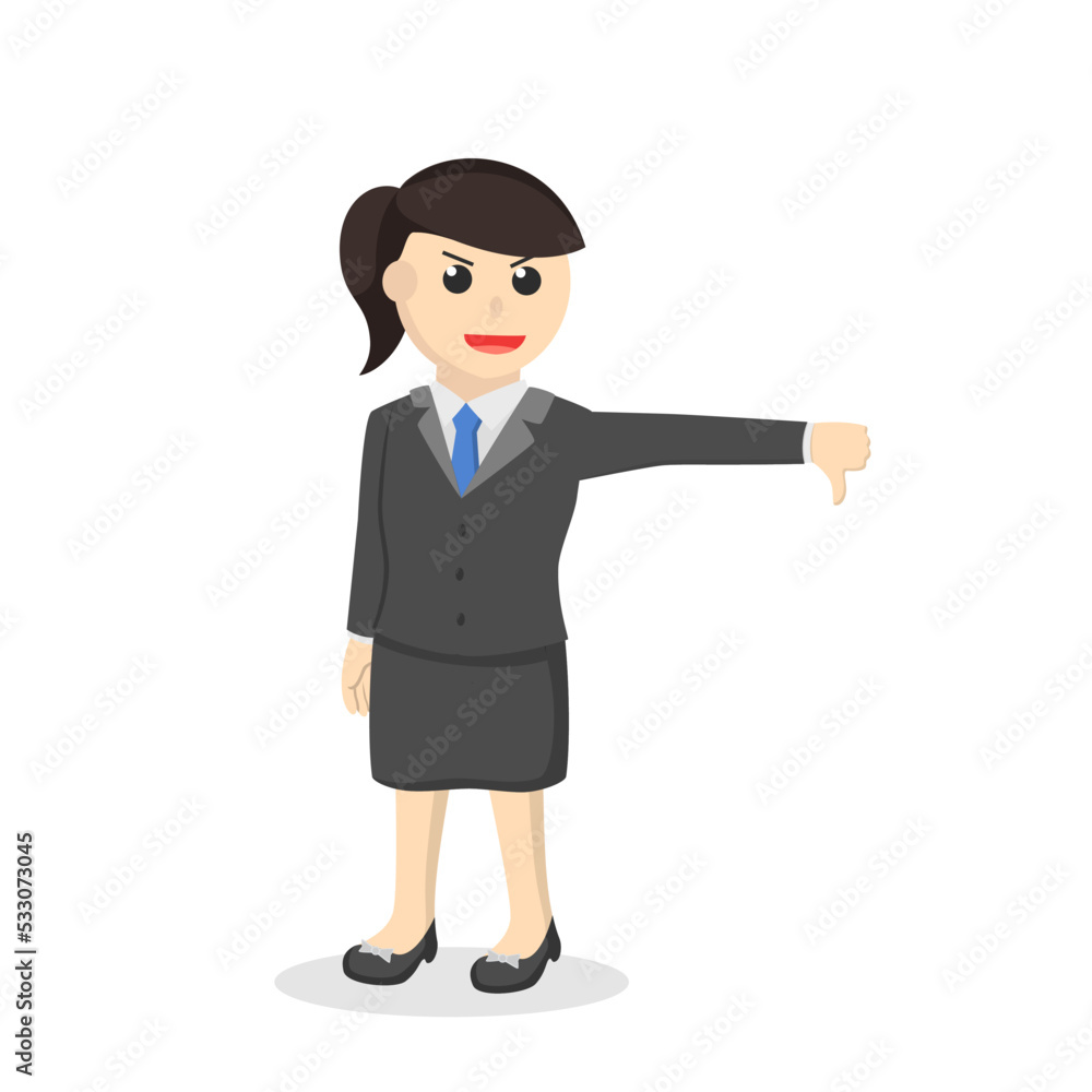 business woman secretary mocking pose design character on white background business woman secretary mocking pose design character on white background